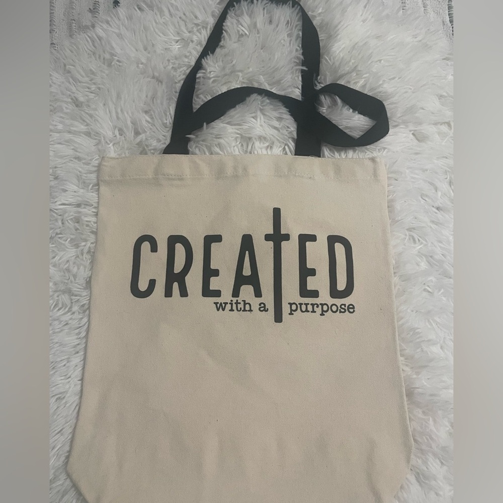Canvas Tote Bag with Black Handles